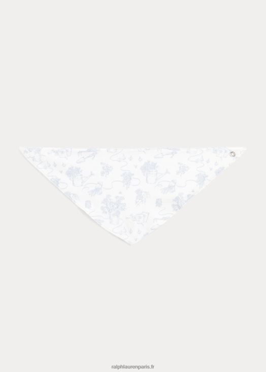 bavoir réversible en coton interlock 46T60T8067 bébé Ralph Lauren toile de jardin bleu multi