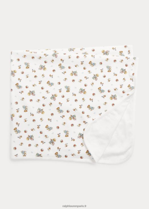 couverture en coton interlock ours polo 46T60T8084 bébé Ralph Lauren ours de jardin garçon