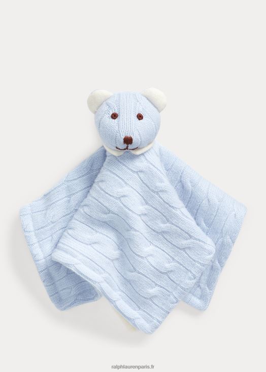 couverture lovey ours en cachemire 46T60T8094 bébé Ralph Lauren bleu perle