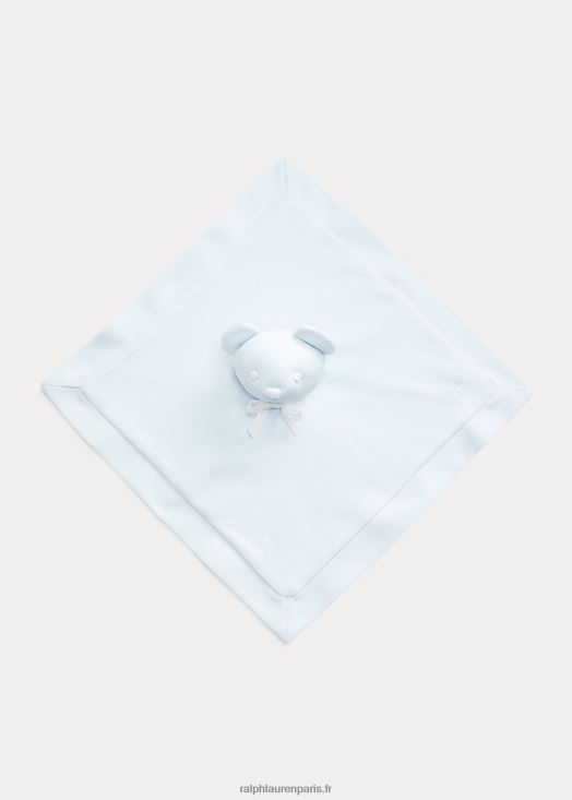 couverture lovey ours en interlock bio 46T60T8093 bébé Ralph Lauren bleu de béryl