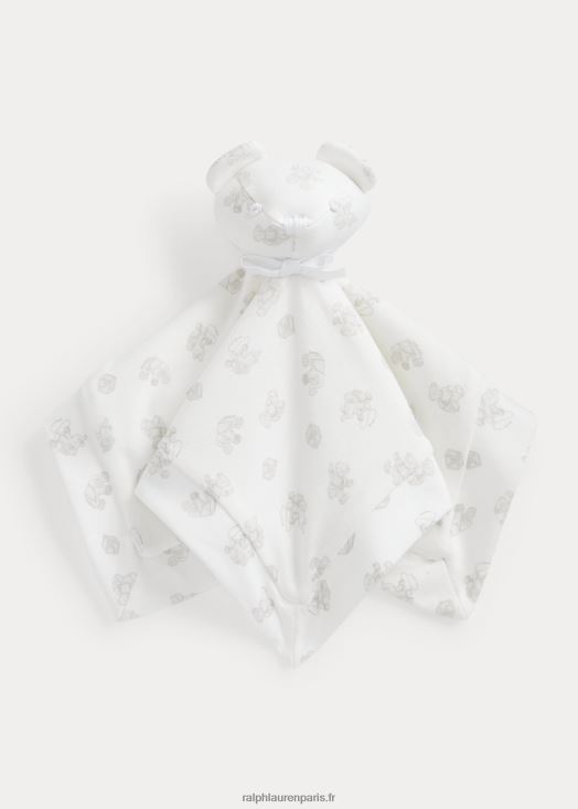 couverture lovey ours en interlock bio 46T60T8096 bébé Ralph Lauren multi gris