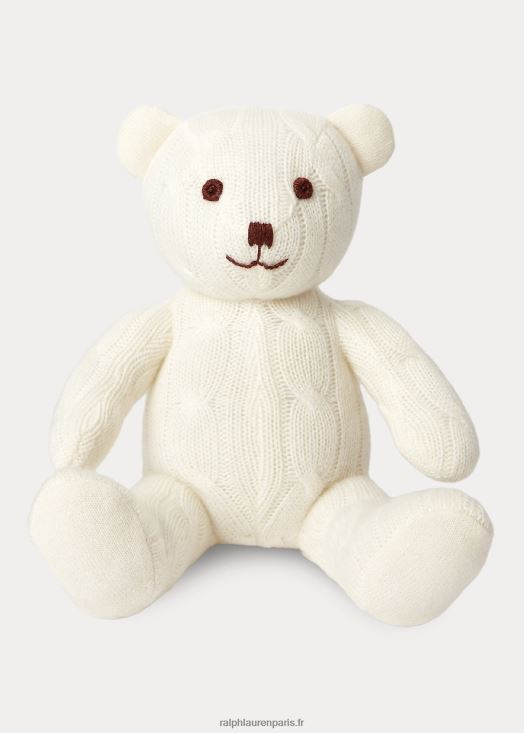 petit ours en cachemire torsadé 46T60T8108 bébé Ralph Lauren blanc chaud