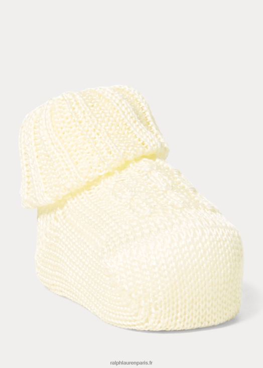 bottines en coton à torsades 46T60T8044 bébé Ralph Lauren jaune doux