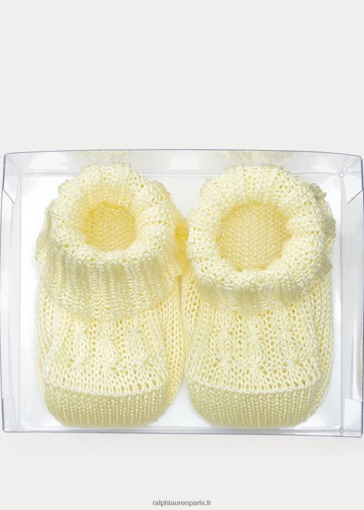 bottines en coton à torsades 46T60T8044 bébé Ralph Lauren jaune doux