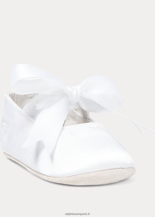 pantoufle briley satin mary jane 46T60T8134 bébé Ralph Lauren satin blanc