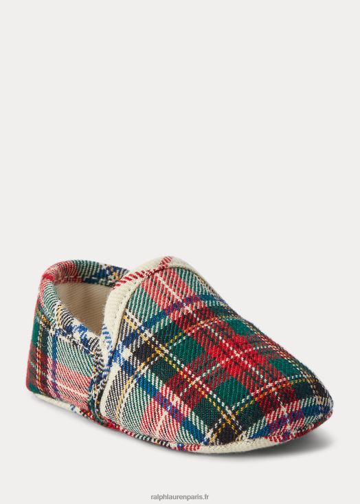 pantoufle en coton à carreaux cendré 46T60T8345 bébé Ralph Lauren plaid rouge