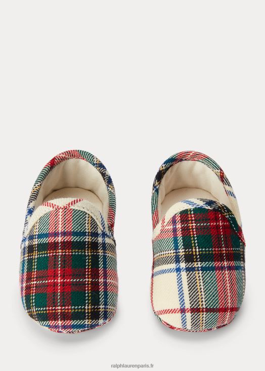 pantoufle en coton à carreaux cendré 46T60T8345 bébé Ralph Lauren plaid rouge