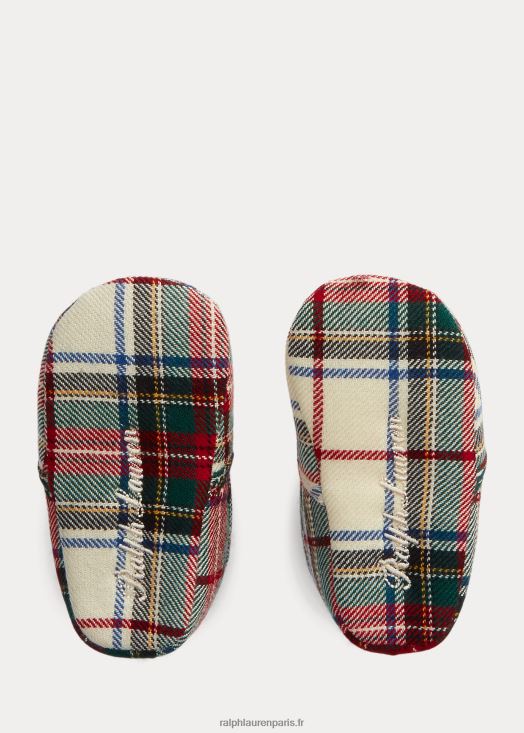 pantoufle en coton à carreaux cendré 46T60T8345 bébé Ralph Lauren plaid rouge