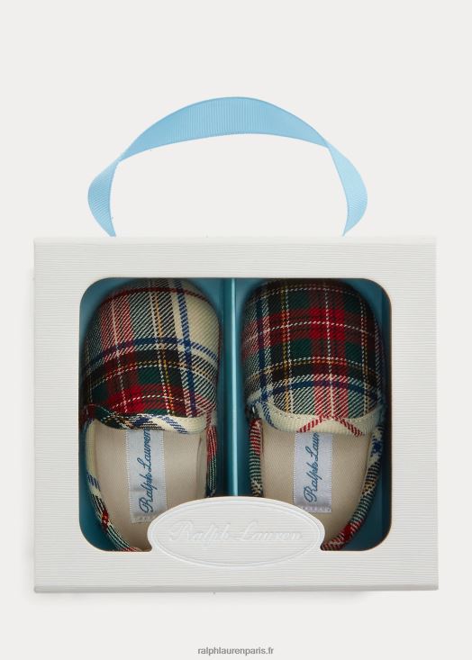 pantoufle en coton à carreaux cendré 46T60T8345 bébé Ralph Lauren plaid rouge