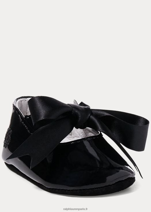 pantoufle en cuir verni briley 46T60T8136 bébé Ralph Lauren noir