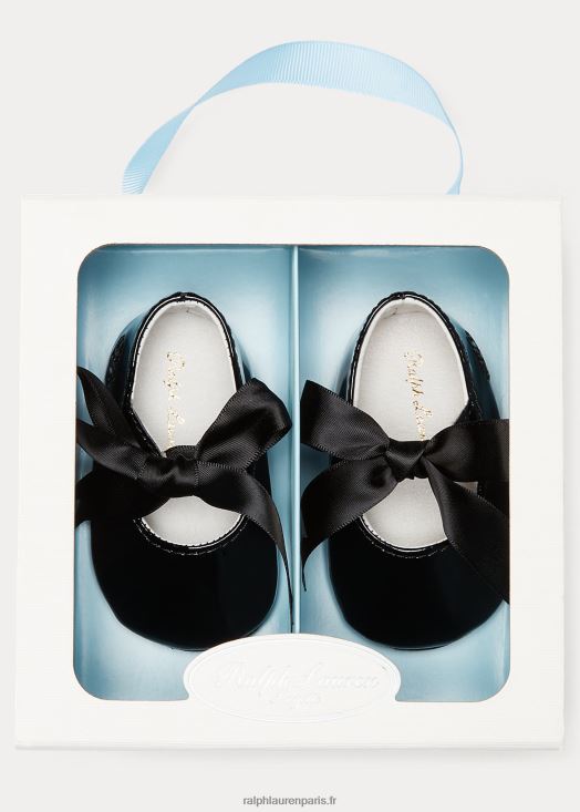 pantoufle en cuir verni briley 46T60T8136 bébé Ralph Lauren noir