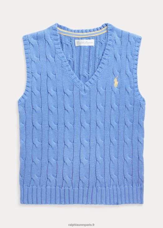 gilet pull en coton à torsades 46T60T8324 bébé Ralph Lauren bleu de l'île du port