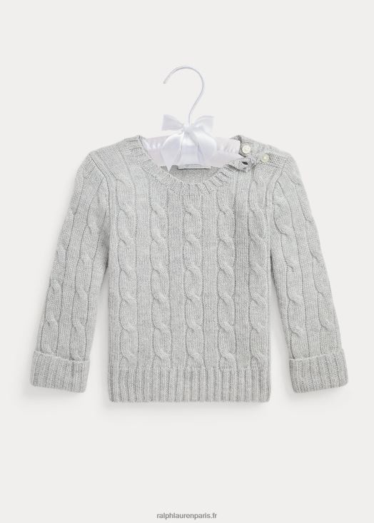 l'iconique pull en cachemire torsadé 46T60T7994 bébé Ralph Lauren gris moyen chiné