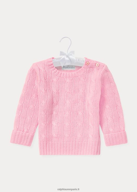 l'iconique pull en cachemire torsadé 46T60T7995 bébé Ralph Lauren rose carmel