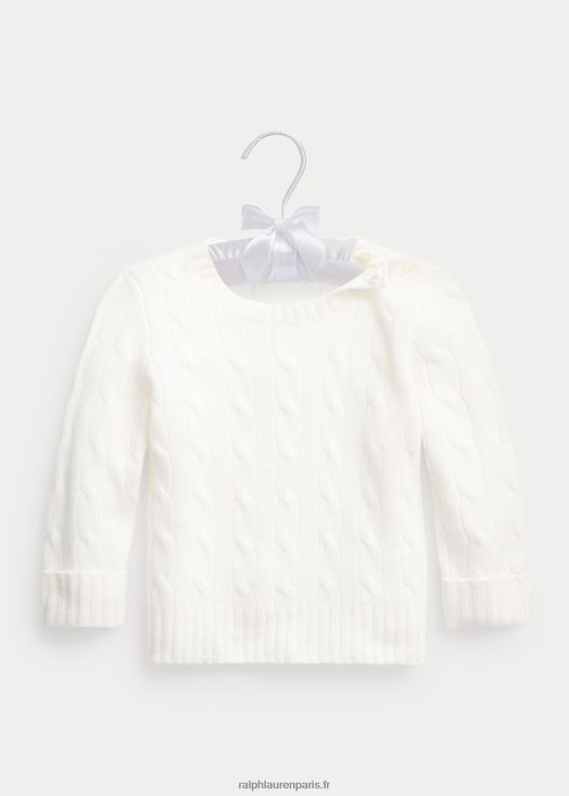 l'iconique pull en cachemire torsadé 46T60T7996 bébé Ralph Lauren blanc chaud