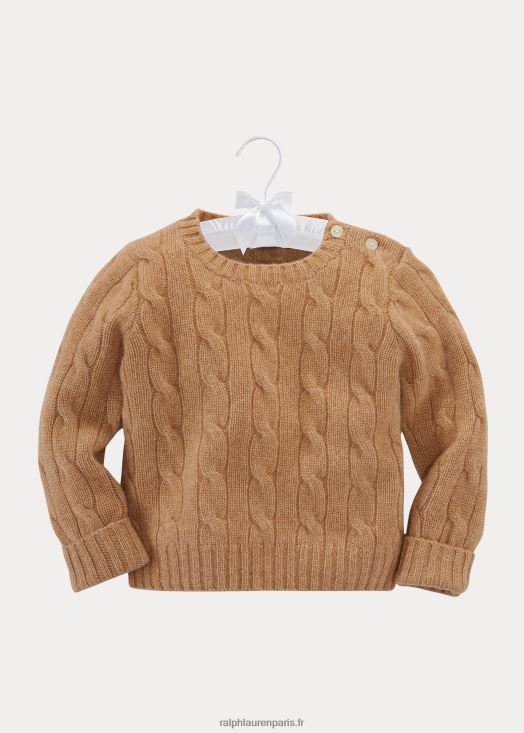 l'iconique pull en cachemire torsadé 46T60T7998 bébé Ralph Lauren nouveau mélange camel
