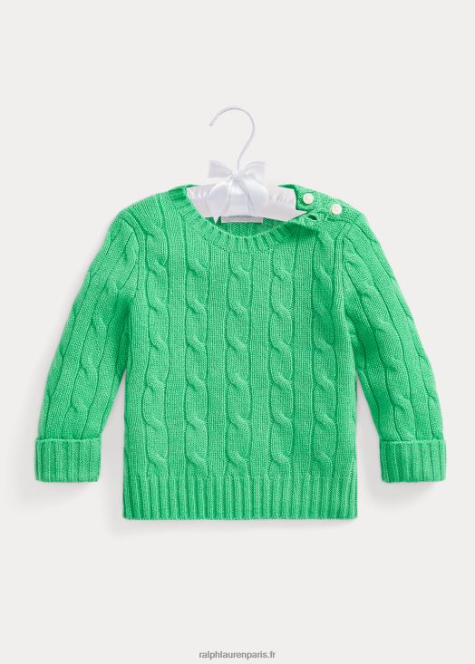 l'iconique pull en cachemire torsadé 46T60T8001 bébé Ralph Lauren timon vert