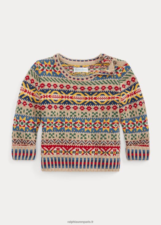pull en coton mélangé jacquard 46T60T8321 bébé Ralph Lauren multi fairisle
