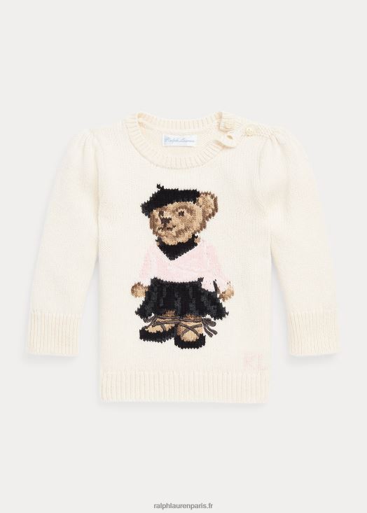 pull en coton mélangé polo bear 46T60T8317 bébé Ralph Lauren crème de club