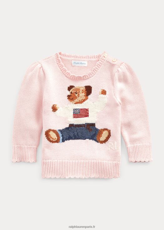 pull en coton polo ours 46T60T7990 bébé Ralph Lauren rose acacia