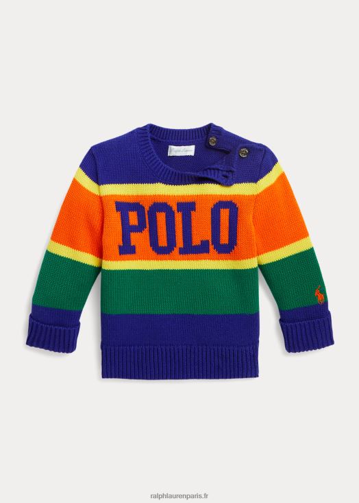 pull en coton à rayures 46T60T8316 bébé Ralph Lauren ville royale multi