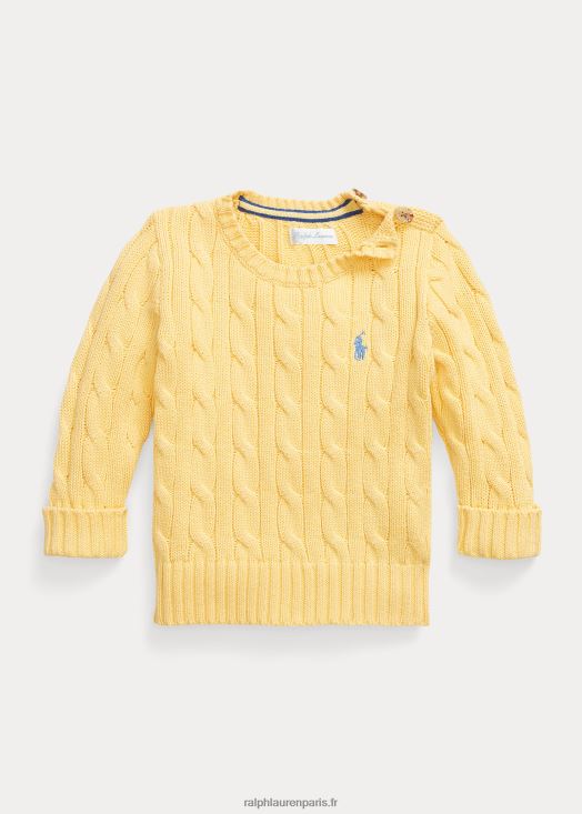 pull en coton à torsades 46T60T8314 bébé Ralph Lauren maïs jaune