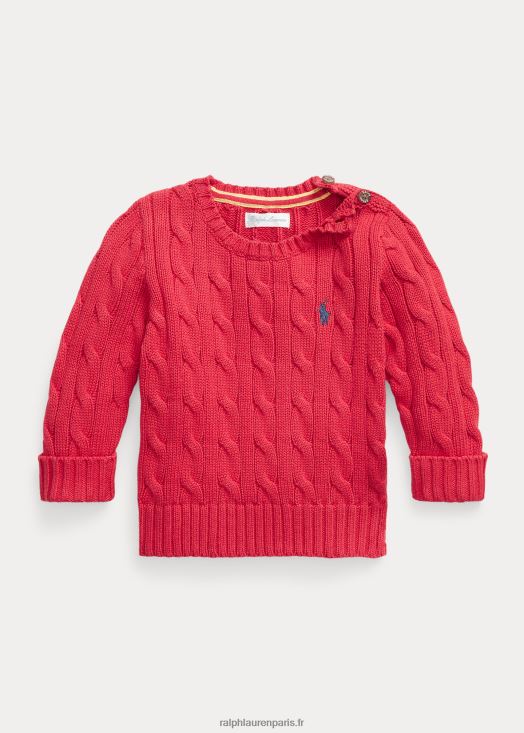 pull en coton à torsades 46T60T8315 bébé Ralph Lauren tribord rouge