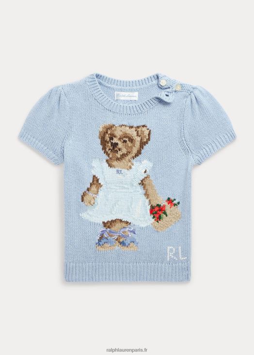 pull à manches courtes en coton polo bear 46T60T7991 bébé Ralph Lauren bleu immobilier