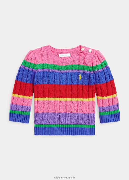 pull rayé en coton à maille torsadée 46T60T7989 bébé Ralph Lauren nouveau multi irlandais