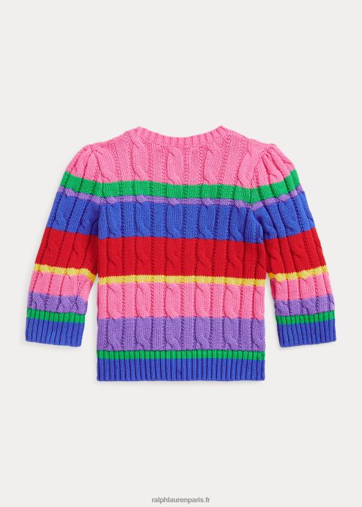 pull rayé en coton à maille torsadée 46T60T7989 bébé Ralph Lauren nouveau multi irlandais