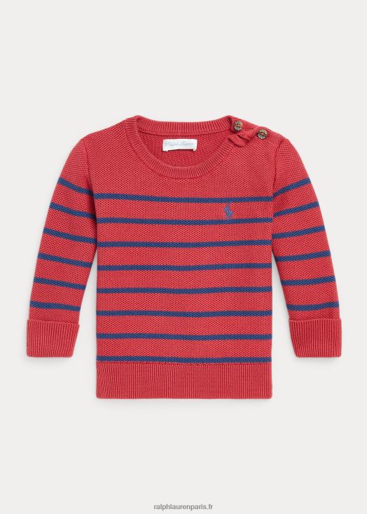 pull rayé en maille de coton 46T60T8318 bébé Ralph Lauren piment