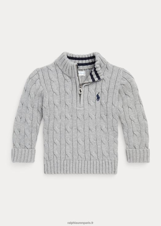 pull zippé en coton à maille torsadée 46T60T8322 bébé Ralph Lauren andover bruyère