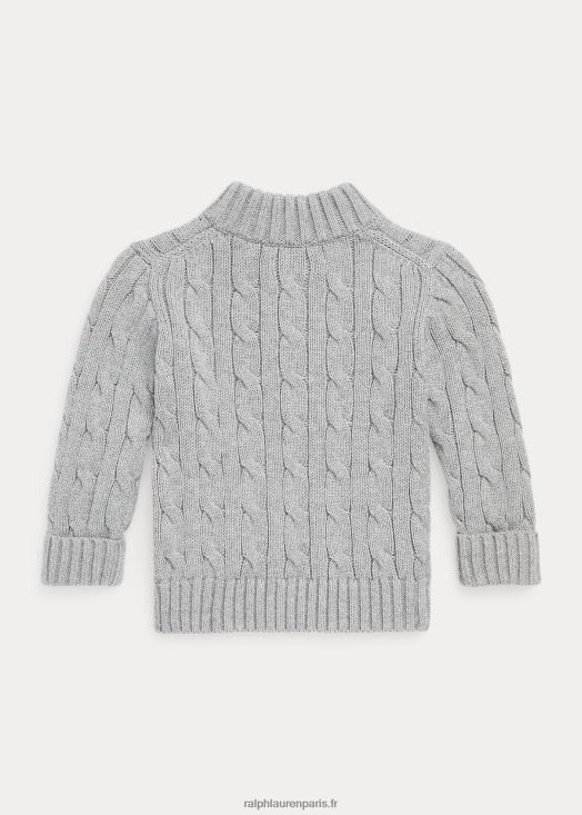pull zippé en coton à maille torsadée 46T60T8322 bébé Ralph Lauren andover bruyère
