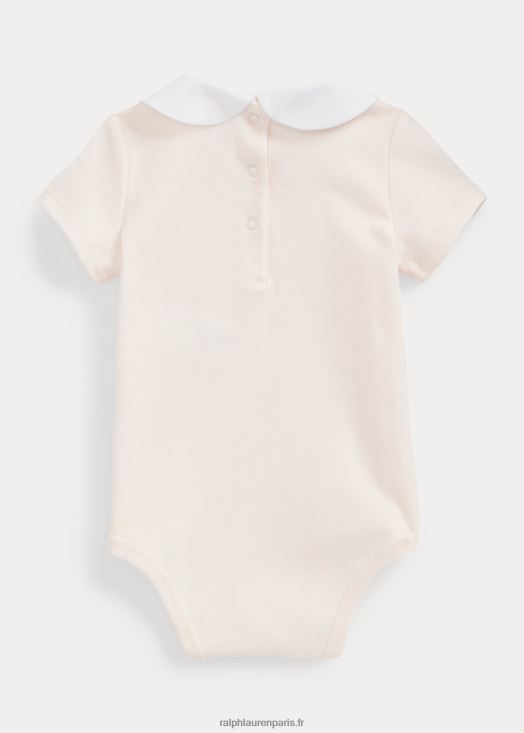 body en coton à fleurs brodées 46T60T7703 bébé Ralph Lauren rose délicat