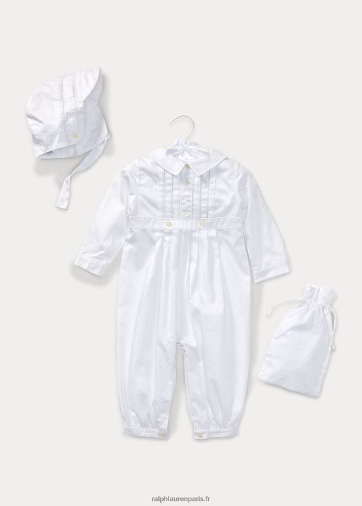 combinaison de baptême en coton 46T60T7746 bébé Ralph Lauren blanc