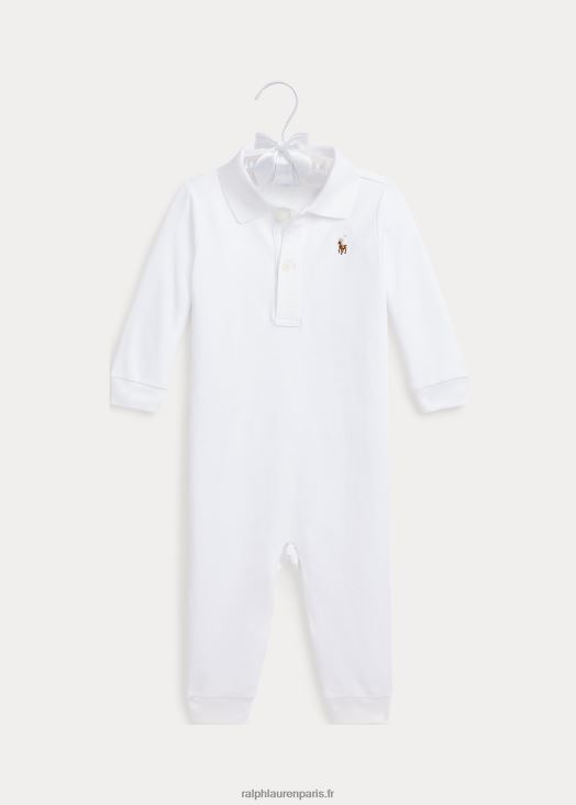 combinaison de polo en coton doux 46T60T7740 bébé Ralph Lauren blanc