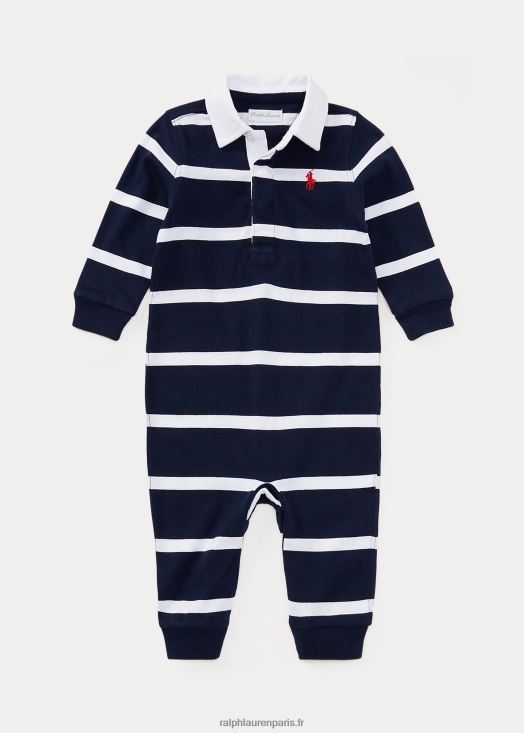 combinaison de rugby en coton à rayures 46T60T7706 bébé Ralph Lauren multi bleu marine raffiné