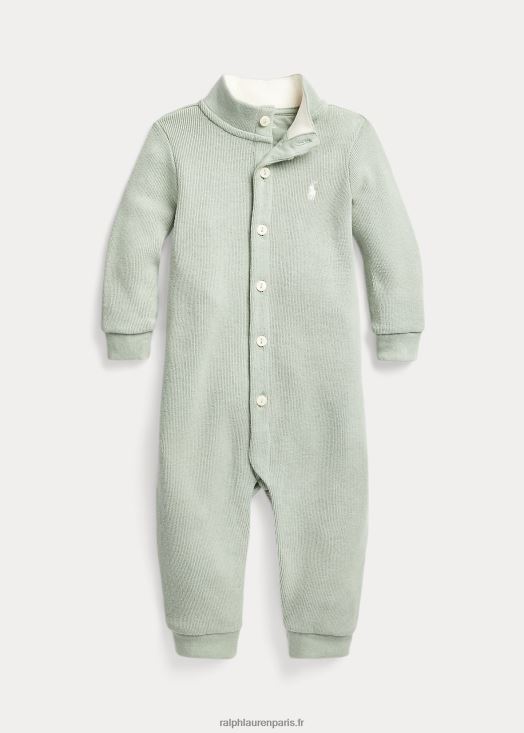combinaison en coton à côtes françaises 46T60T10044 bébé Ralph Lauren vert clair