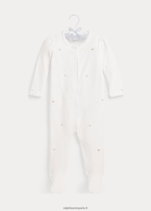 combinaison fleurie en coton bio 46T60T7751 bébé Ralph Lauren blanc