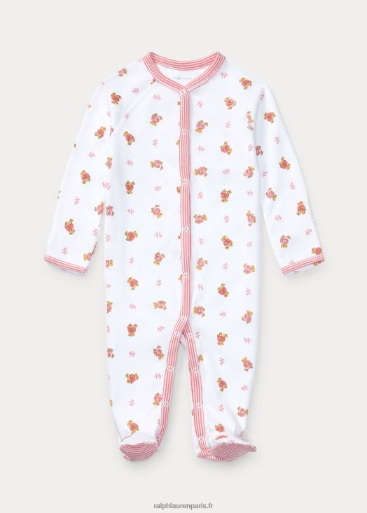 combinaison à pattes en coton polo bear 46T60T7714 bébé Ralph Lauren multicolore blanc