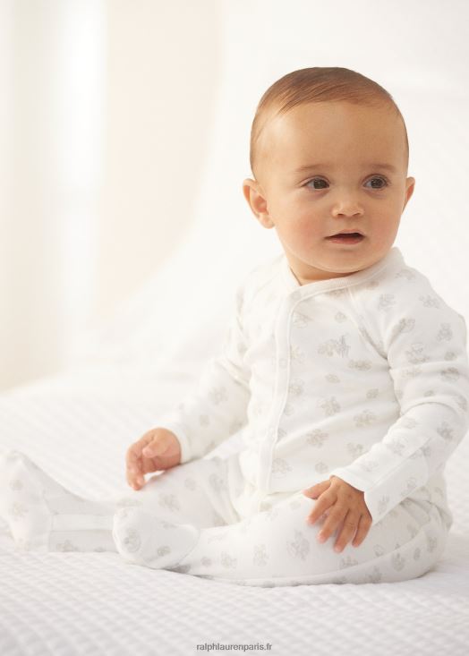 combinaison à pieds en coton 46T60T10017 bébé Ralph Lauren multi gris - Cliquez sur l'image pour la fermer