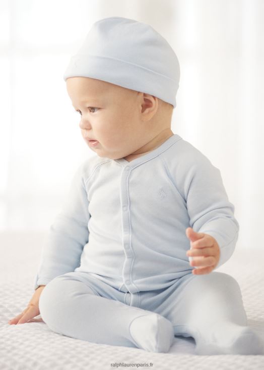 combinaison à pieds en coton interlock 46T60T7726 bébé Ralph Lauren bleu de béryl