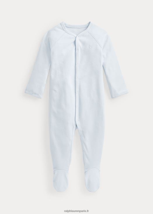 combinaison à pieds en coton interlock 46T60T7726 bébé Ralph Lauren bleu de béryl