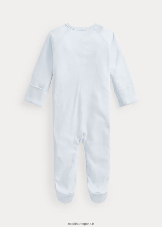 combinaison à pieds en coton interlock 46T60T7726 bébé Ralph Lauren bleu de béryl