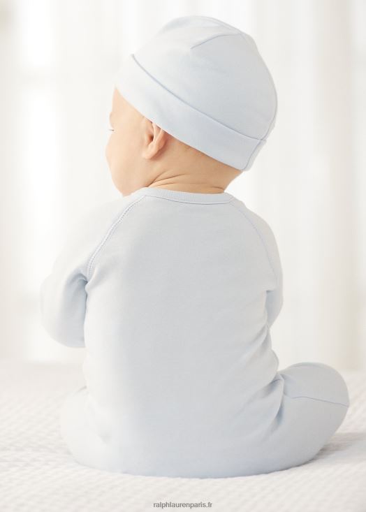combinaison à pieds en coton interlock 46T60T7726 bébé Ralph Lauren bleu de béryl