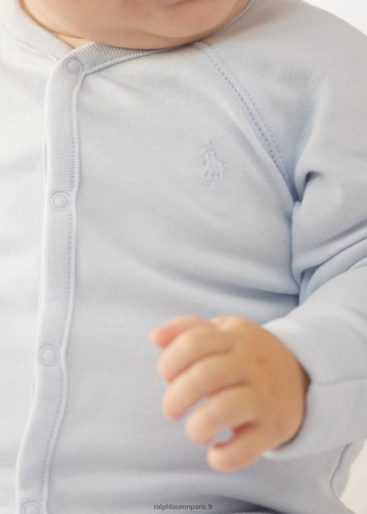 combinaison à pieds en coton interlock 46T60T7726 bébé Ralph Lauren bleu de béryl