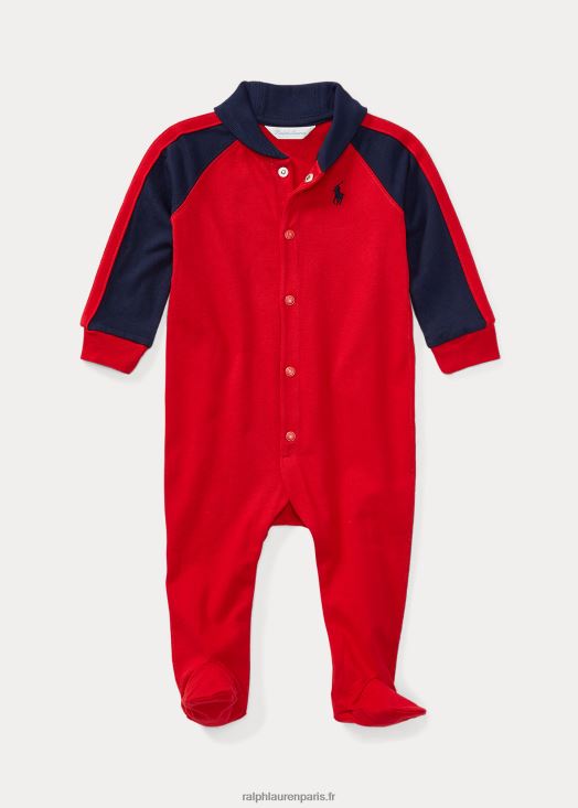 combinaison à pieds en jersey de coton 46T60T7720 bébé Ralph Lauren rl rouge