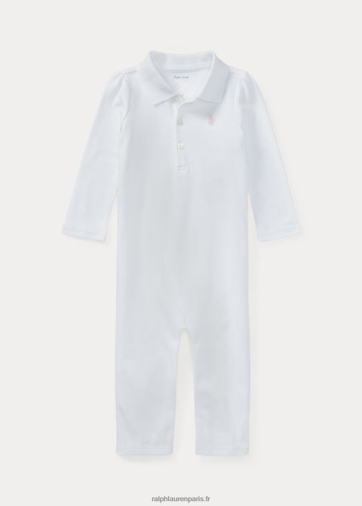 combinaison polo en coton interlock 46T60T7710 bébé Ralph Lauren blanc