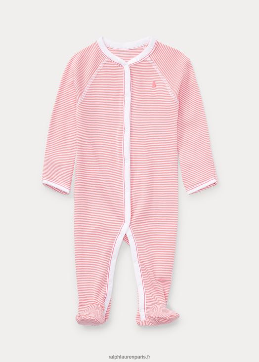 combinaison rayée à pieds en coton 46T60T7718 bébé Ralph Lauren cachemire rose multicolore