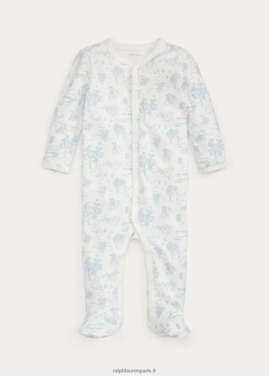 combinaison toile coton interlock 46T60T7731 bébé Ralph Lauren toile de jardin bleue